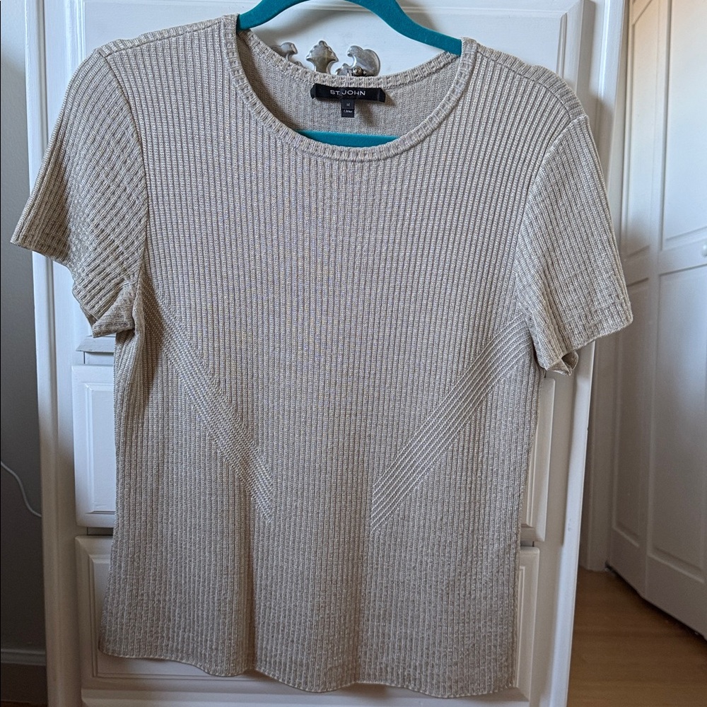 St. JOHN Ribbed WOOL Short Sleeve Top - Picture 2 of 9